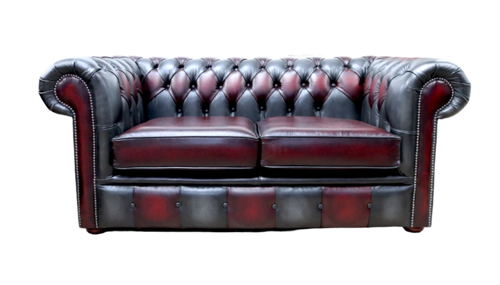 Product photograph of Chesterfield Devil Patchwork 2 Seater Settee Leather Sofa from Designer Sofas 4U