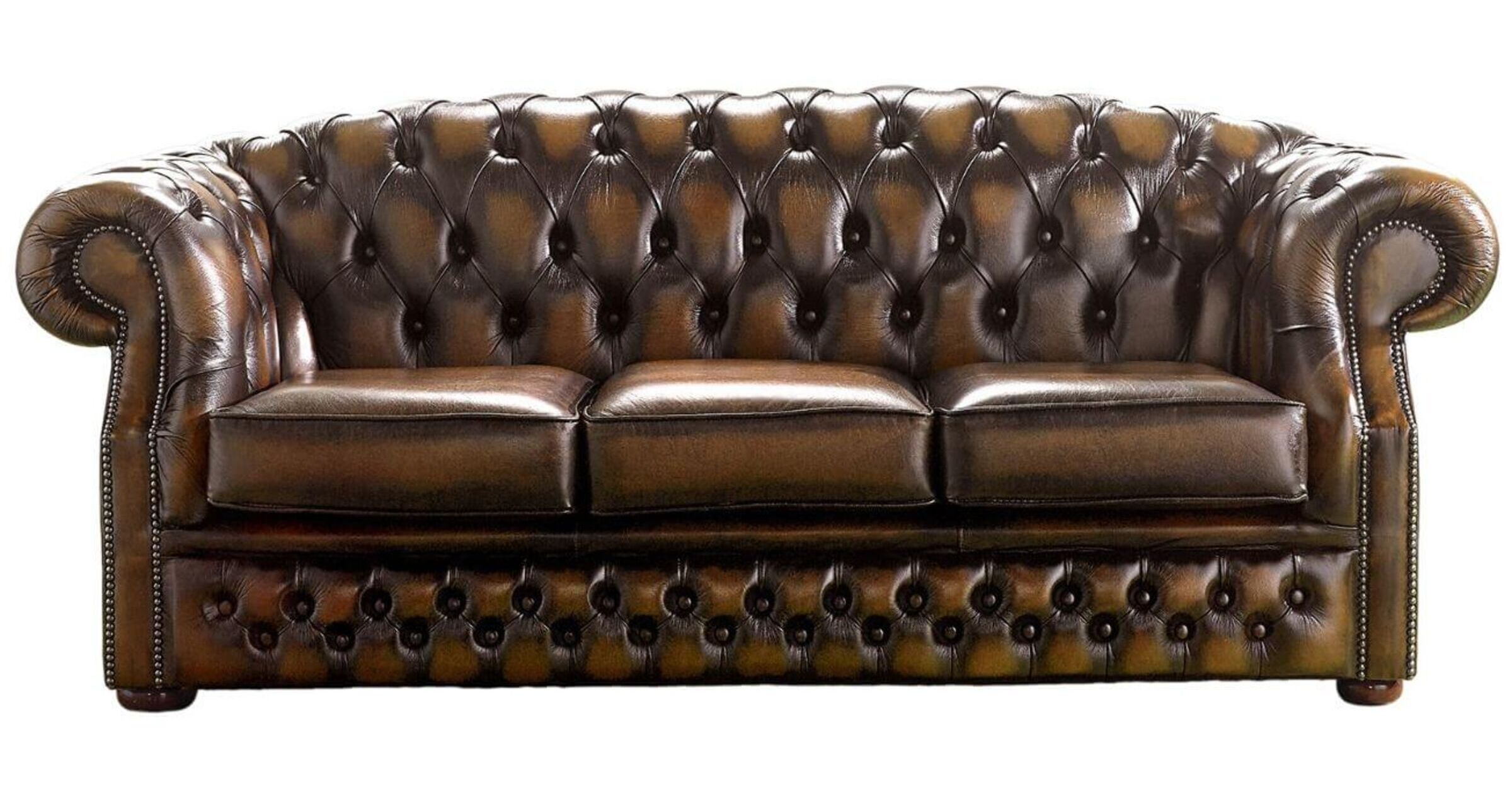 Luxury Redefined Autumn Tan Leather Chesterfield Buckingham Sofa
