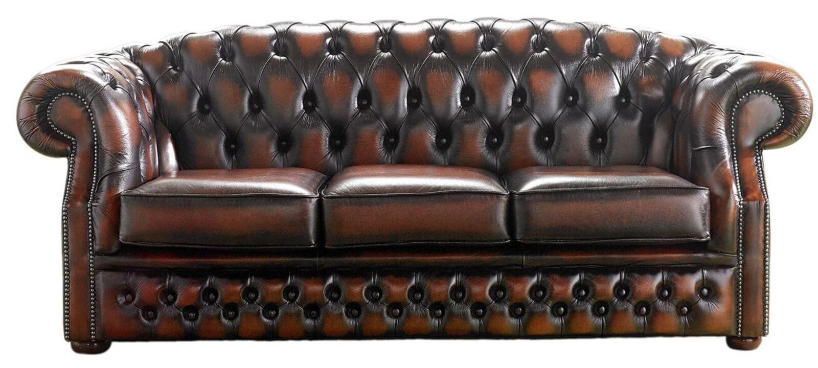 Product photograph of Chesterfield Handmade Buckingham 3 Seater Antique Light Rust Leather Sofa from Designer Sofas 4U