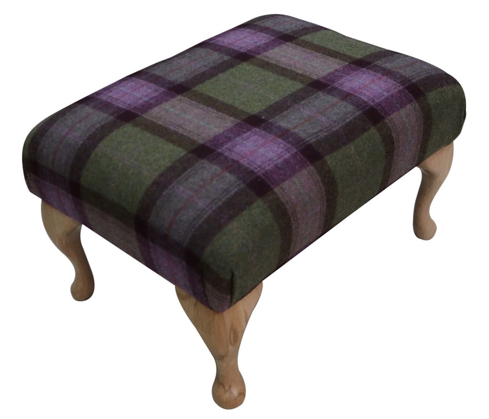 Product photograph of Chesterfield Saxon Queen Anne Footstool Skye Mystic Quartz Check Wool from Designer Sofas 4U