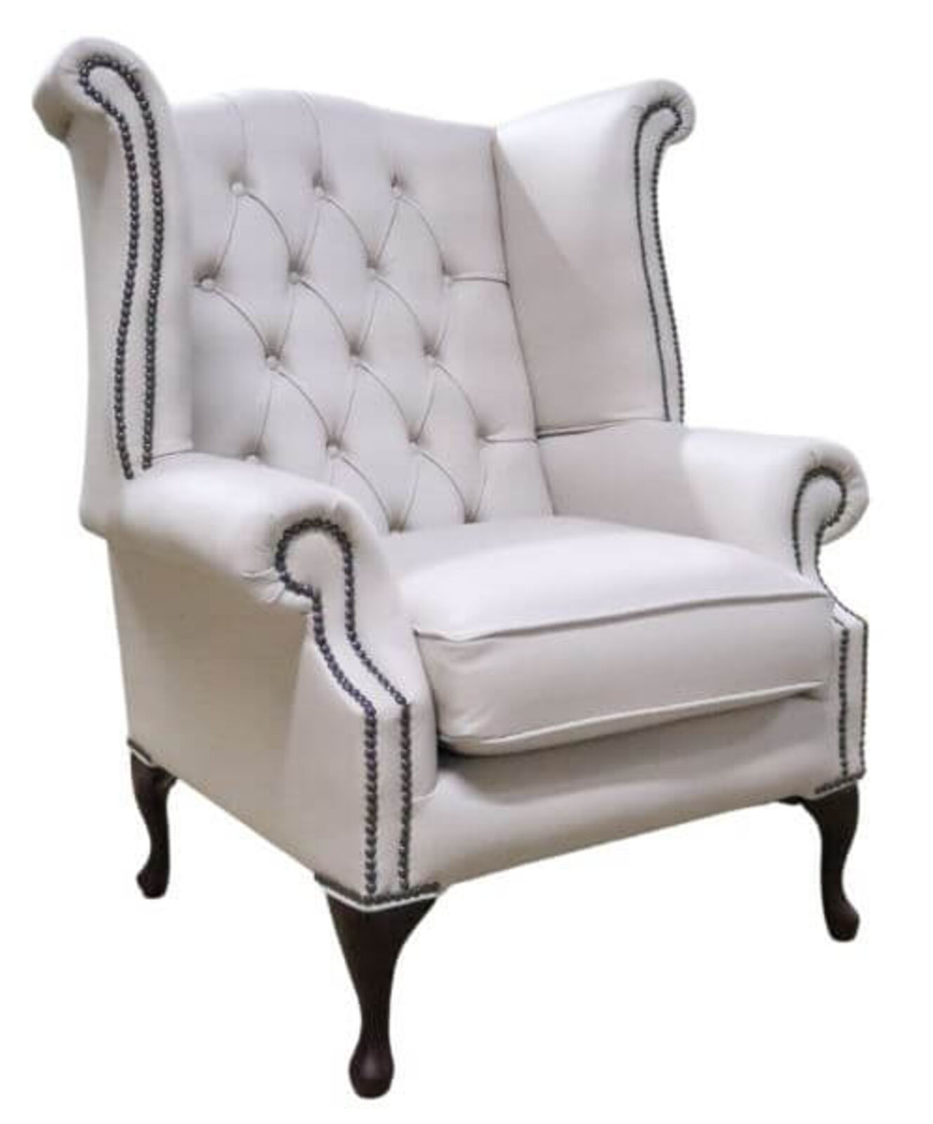 Product photograph of Chesterfield Georgian Queen Anne High Back Wing Chair Grove Leather from Designer Sofas 4U
