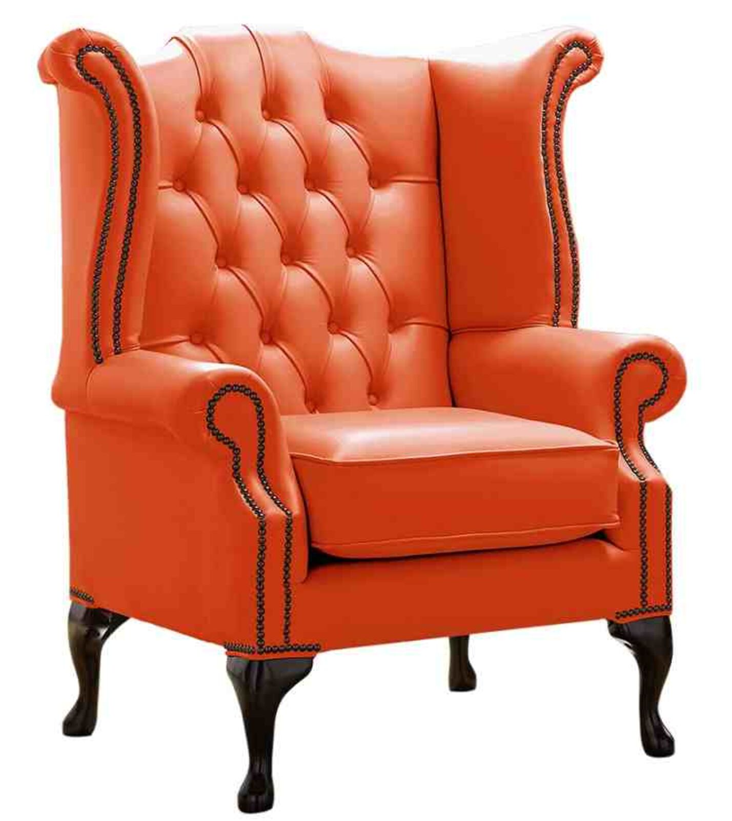 Product photograph of Chesterfield Queen Anne High Back Wing Chair Shelly Flamenco Leather from Designer Sofas 4U