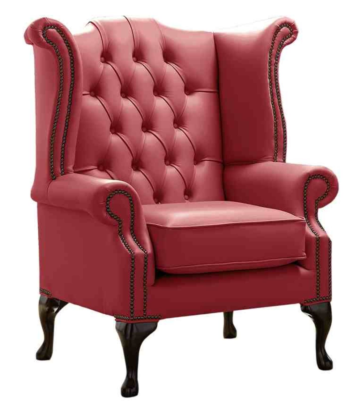 Product photograph of Chesterfield Queen Anne High Back Wing Chair Shelly West Leather from Designer Sofas 4U