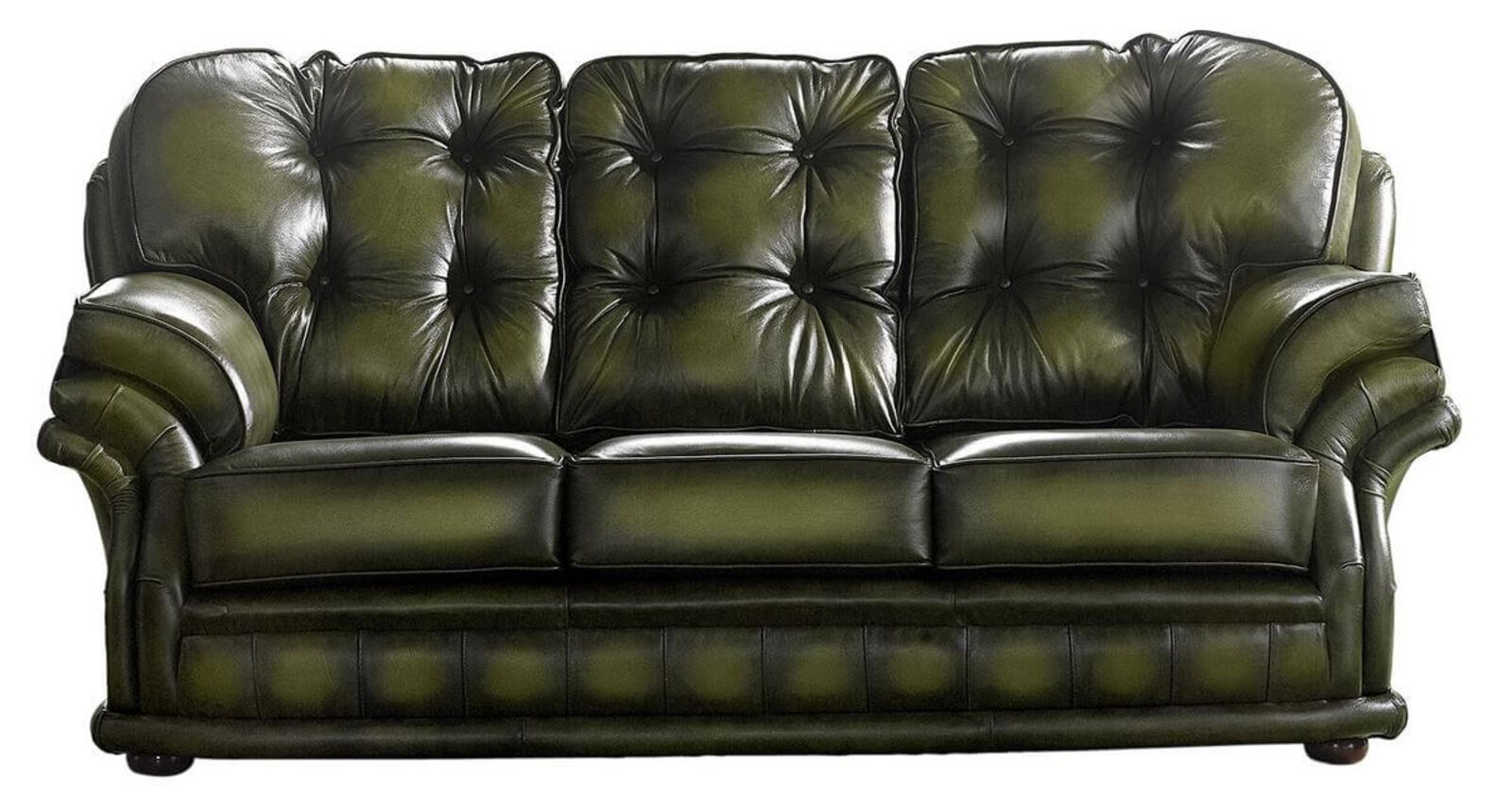 Product photograph of Chesterfield Handmade Knightsbridge 3 Seater Sofa Antique Olive Leather from Designer Sofas 4U