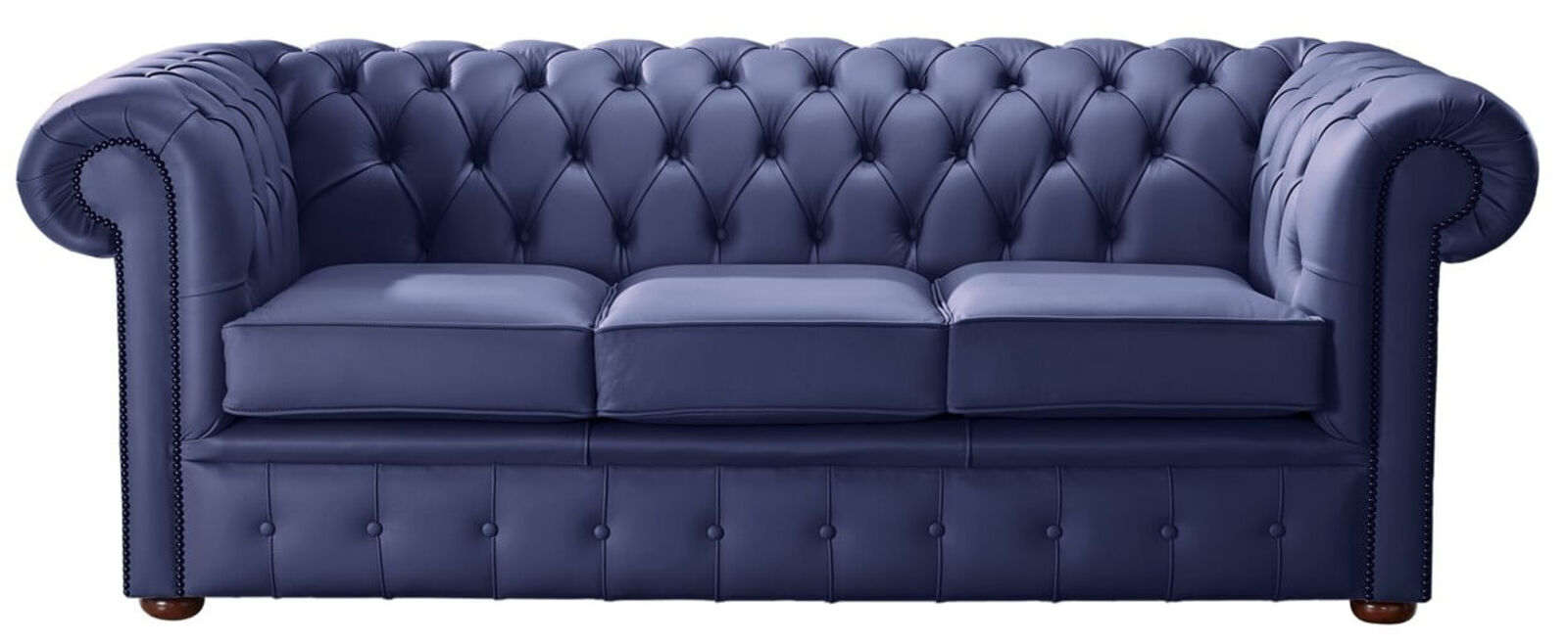 Product photograph of Chesterfield Handmade Leather Shelly Bilberry Blue 3 Seater Sofa Settee from Designer Sofas 4U