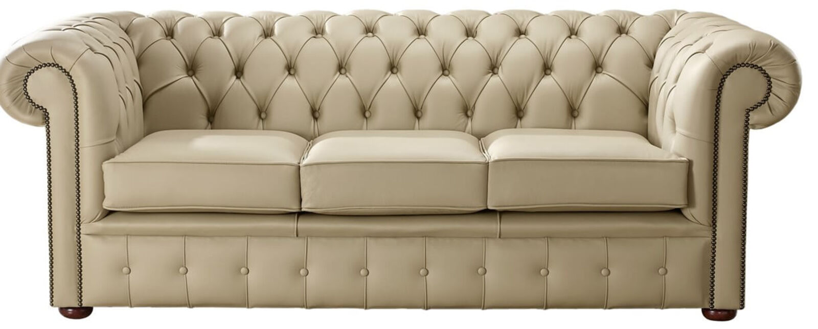 Product photograph of Chesterfield Handmade Leather Shelly Dark Beige 3 Seater Sofa Settee from Designer Sofas 4U