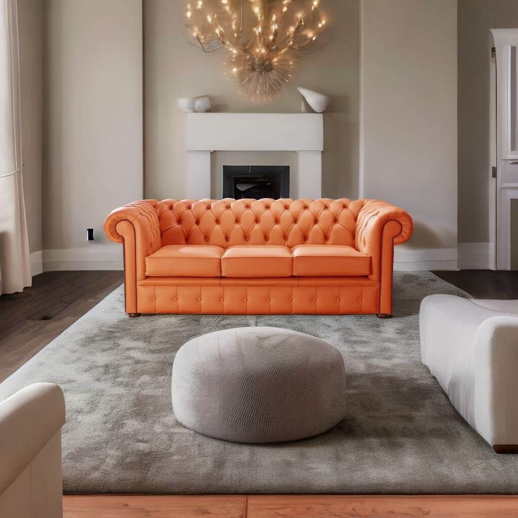 Custom leather sofa deals orange