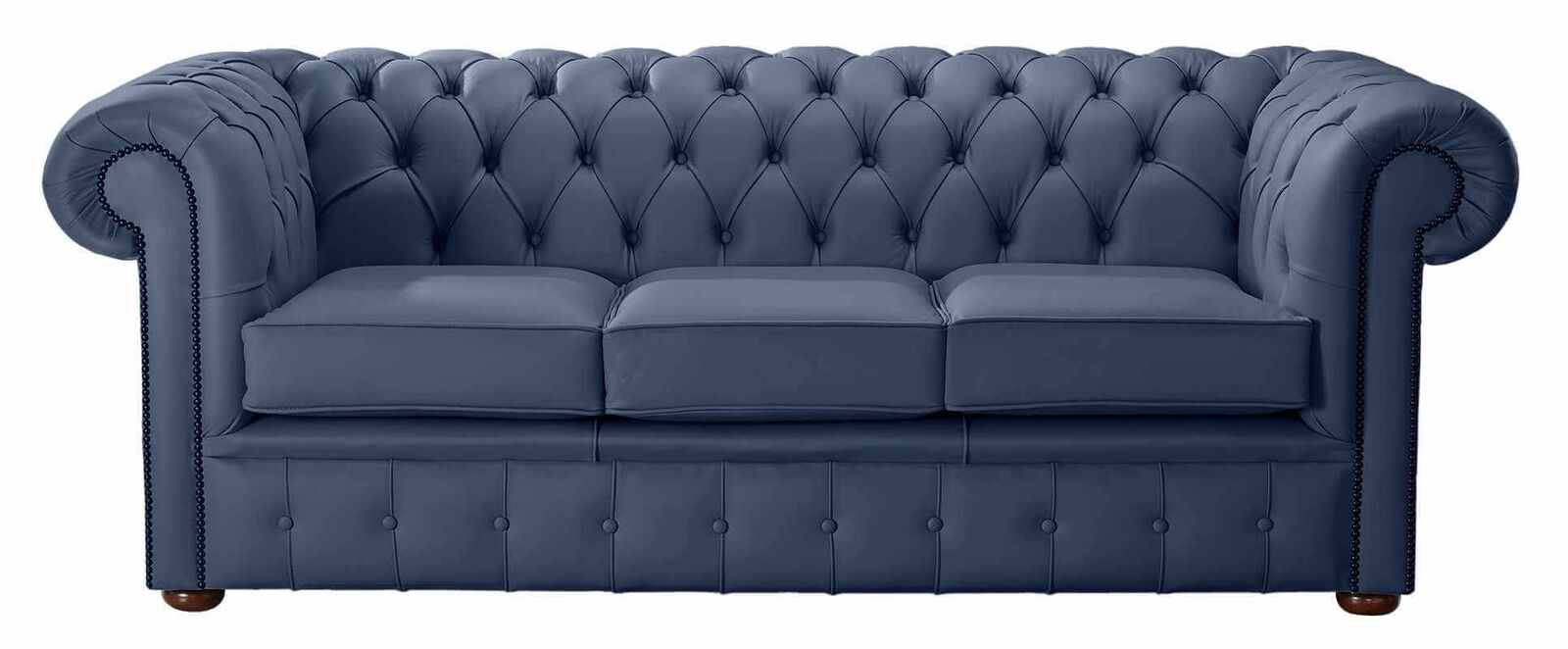 Product photograph of Chesterfield Handmade Leather Shelly Majolica Blue 3 Seater Sofa Settee from Designer Sofas 4U