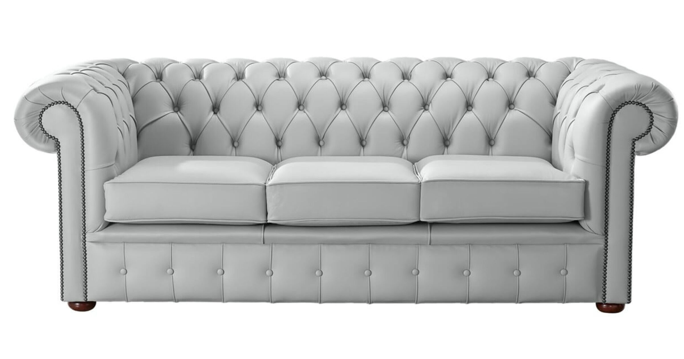 silver grey leather chesterfield sofa