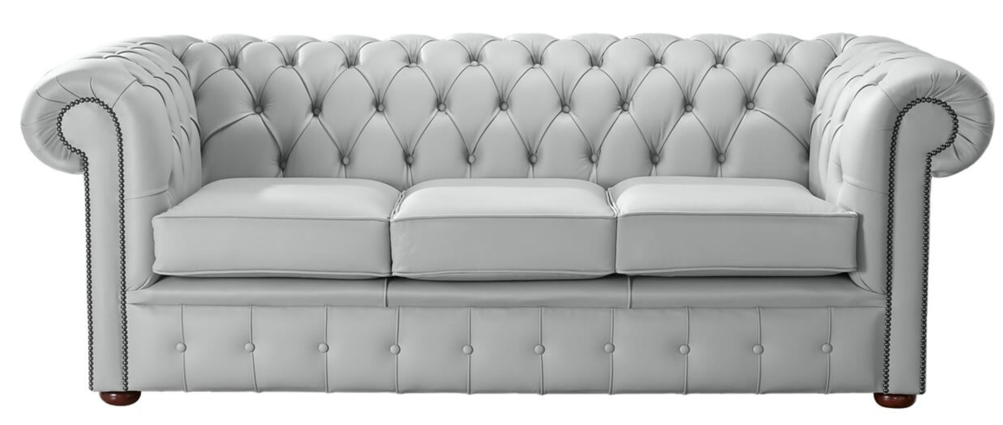 grey leather sofa with silver legs