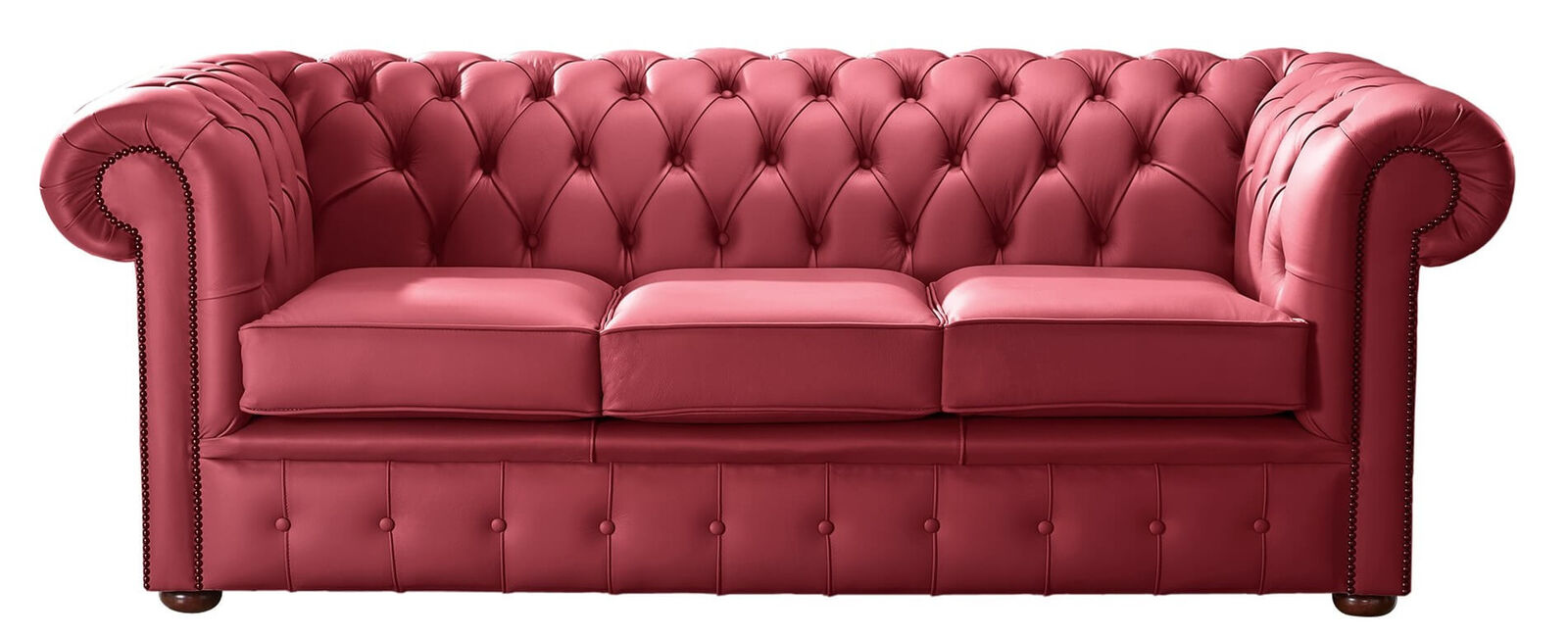 Product photograph of Chesterfield Handmade Leather Shelly Velvet Red 3 Seater Sofa Settee from Designer Sofas 4U