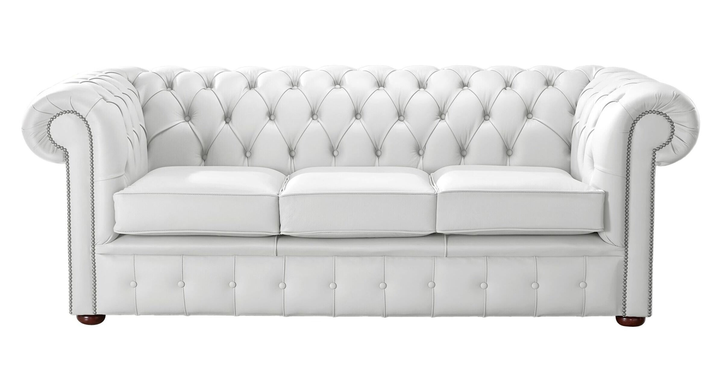 chesterfield white leather 3 seater sofa