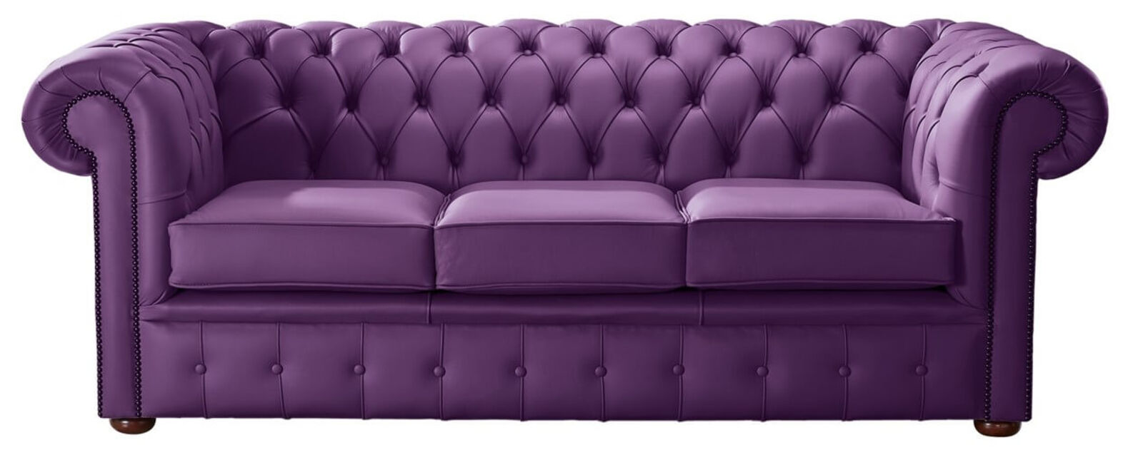 Product photograph of Chesterfield Handmade Leather Shelly Wineberry Purple 3 Seater Sofa Settee from Designer Sofas 4U