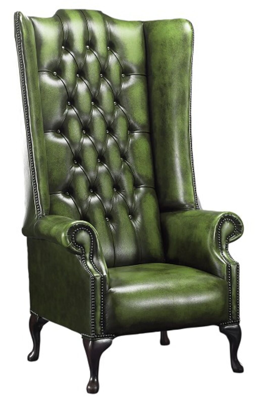 Product photograph of Chesterfield Soho 5ft 1780 S Leather High Back Wing Chair Antique Green from Designer Sofas 4U