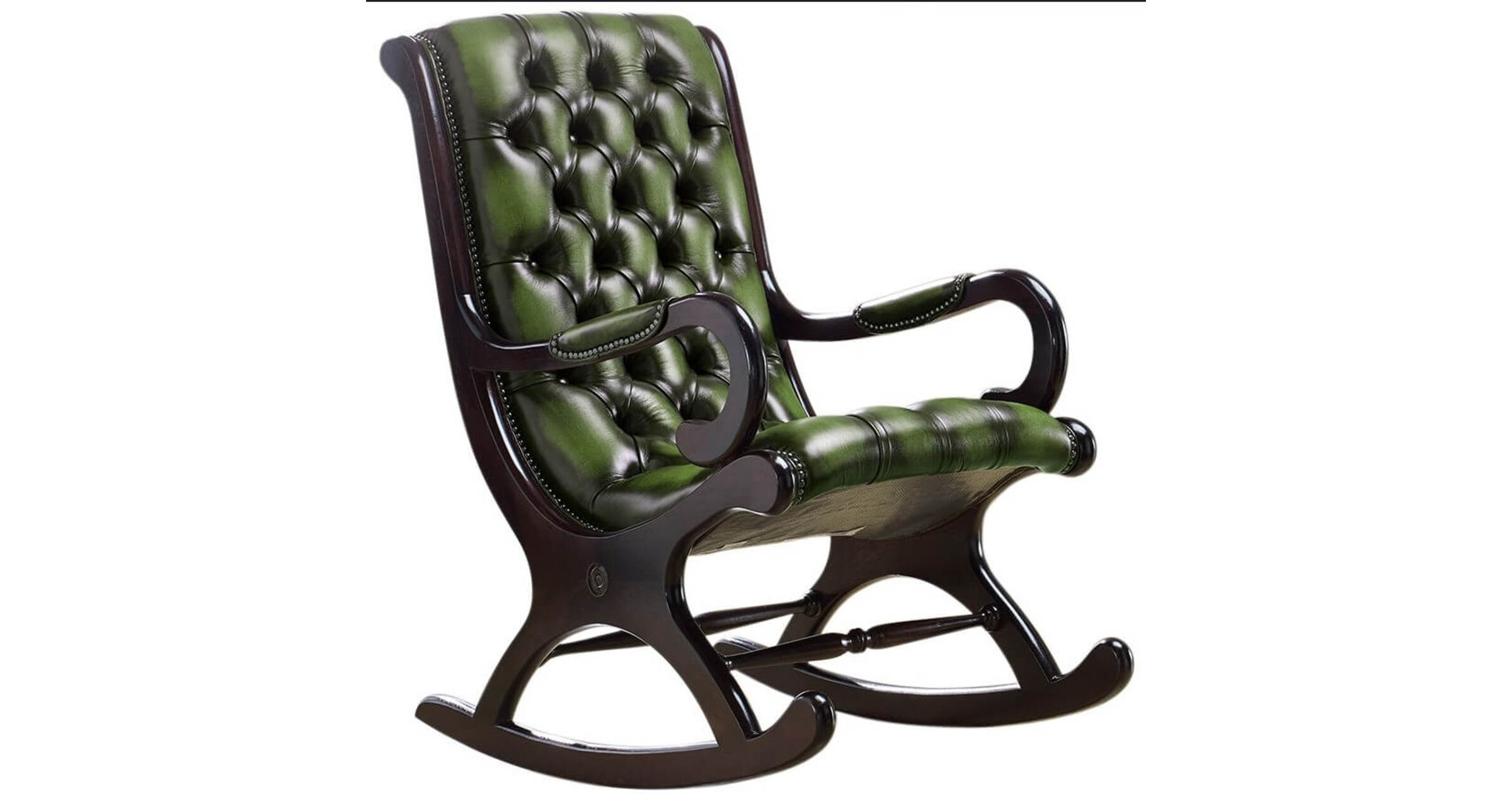 Green leather outlet rocking chair