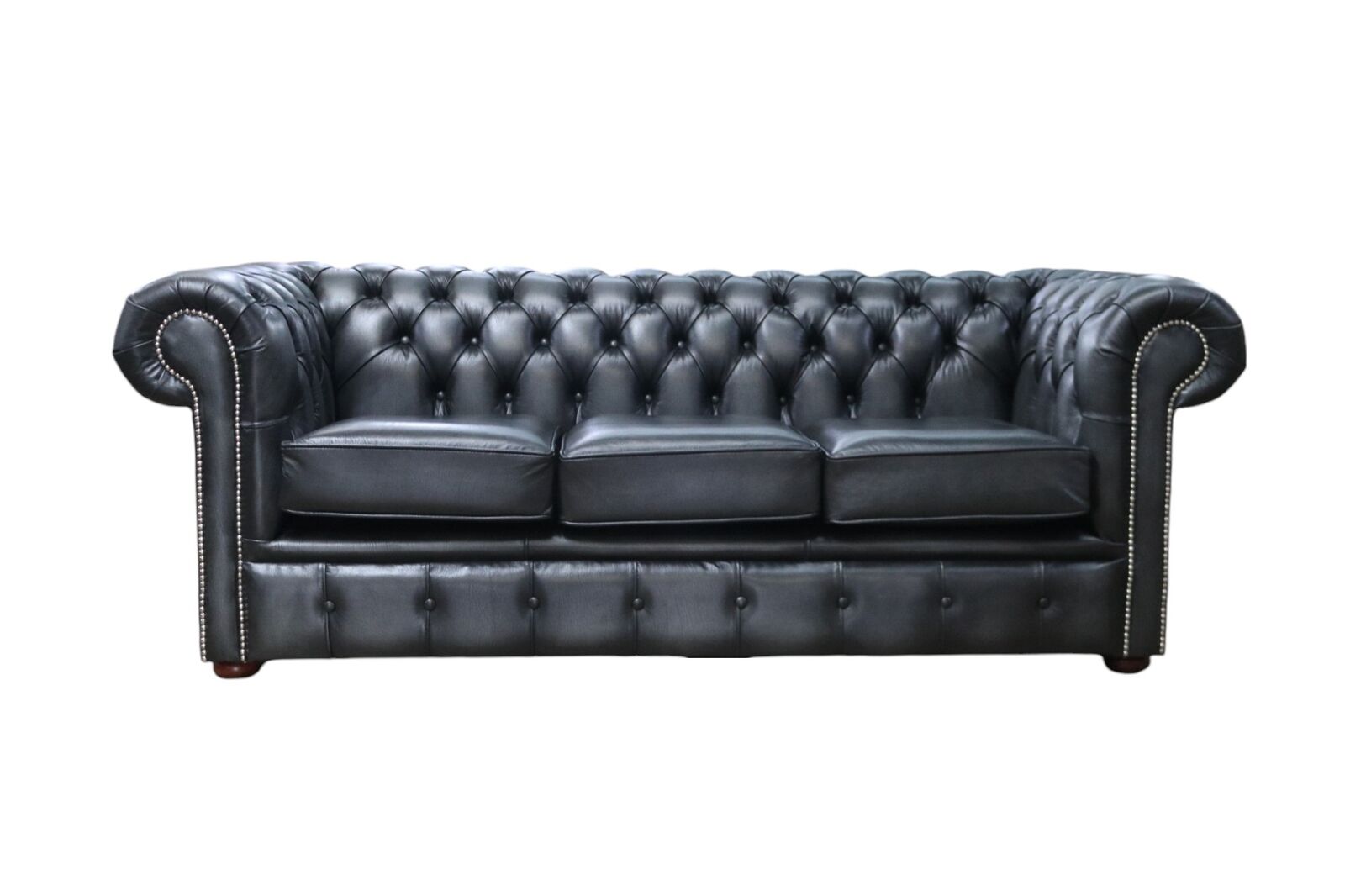 Product photograph of Chesterfield Handmade 3 Seater Sofa Antique Grey Real Leather from Designer Sofas 4U