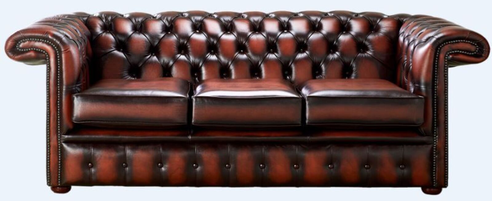 Product photograph of Chesterfield 1857 Hockey Stick 3 Seater Antique Light Rust Leather Sofa Offer from Designer Sofas 4U