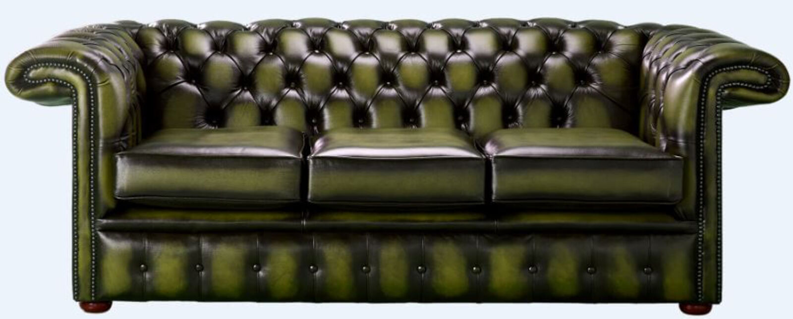 Product photograph of Chesterfield 1857 Hockey Stick 3 Seater Antique Olive Leather Sofa Offer from Designer Sofas 4U