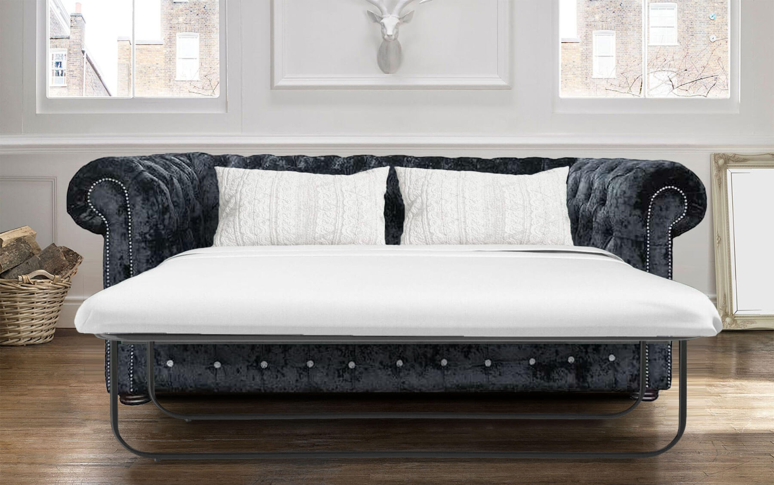 Small velvet online sofa bed