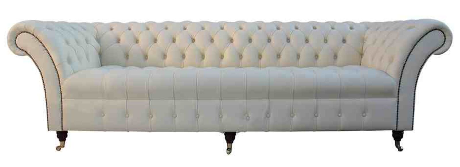 Product photograph of Chesterfield Blenheim 4 Seater Sofa Buttoned Seat Settee Cream Leather from Designer Sofas 4U