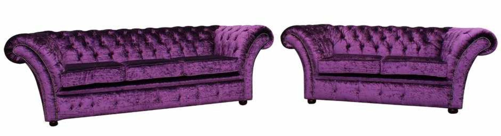 Product photograph of Chesterfield Drummond Purple 3 2 Seater Sofa Settee Suite Boutique Crush Velvet Fabric from Designer Sofas 4U