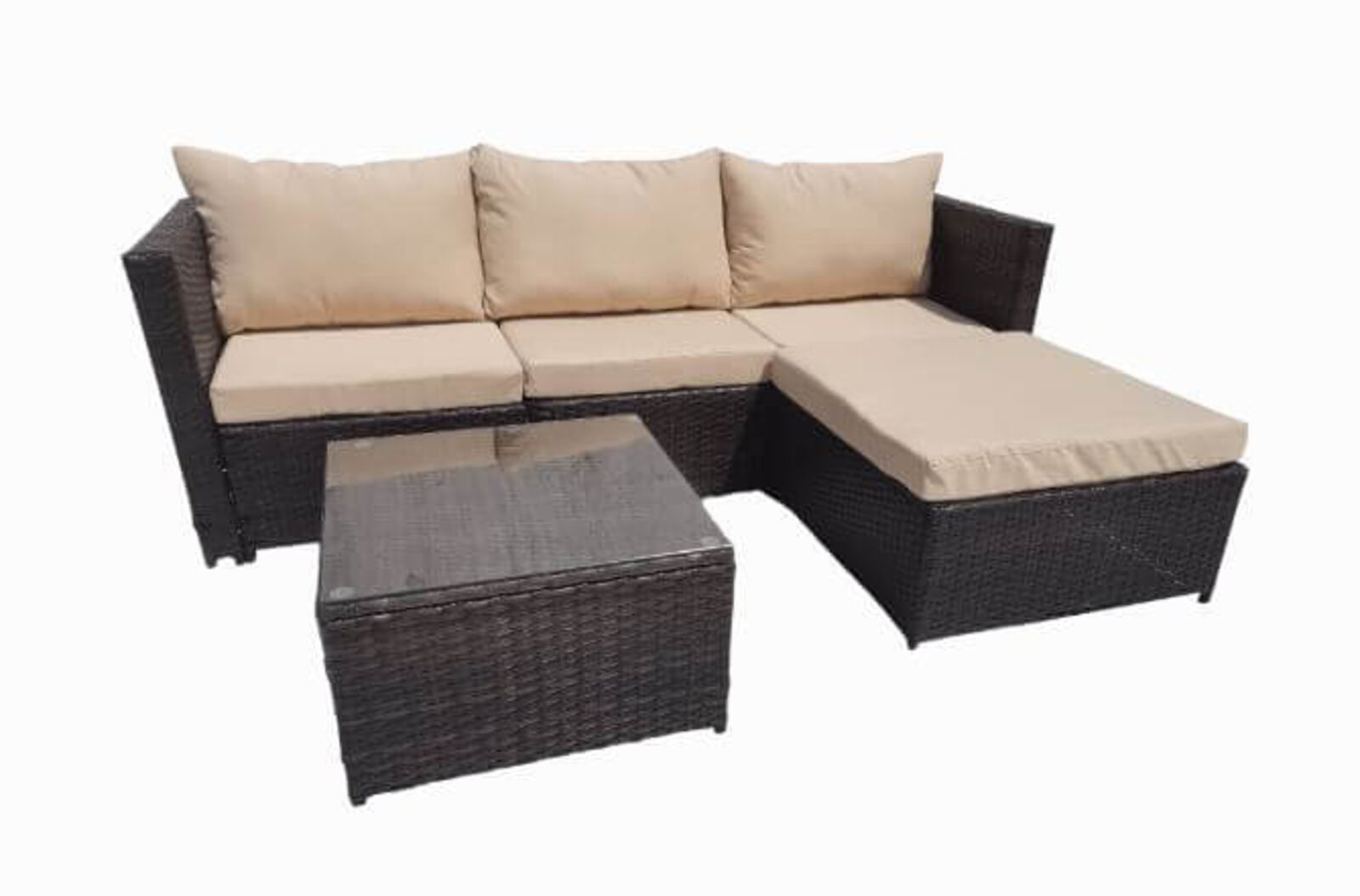 Product photograph of Hampus 3 Seater Rattan Brown Beige Garden Sofa Set With Amp Hellip from Designer Sofas 4U