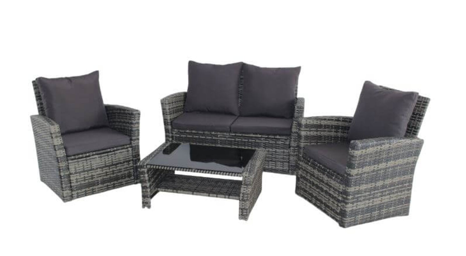 Product photograph of Oriana Grey Rattan Garden 2 Seater Sofa And 2 Armchairs Amp Hellip from Designer Sofas 4U