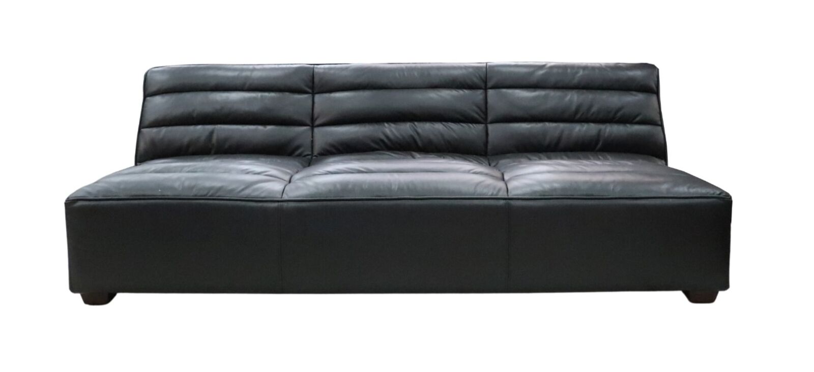 Product photograph of Armless Vintage Black Distressed Leather 3 Seater Sofa Settee from Designer Sofas 4U