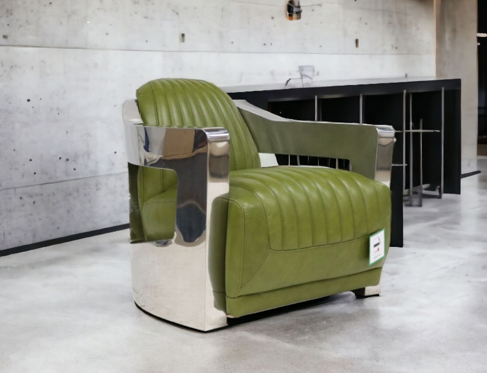 Product photograph of Aviator Luxury Vintage Retro Olive Green Leather Armchair from Designer Sofas 4U