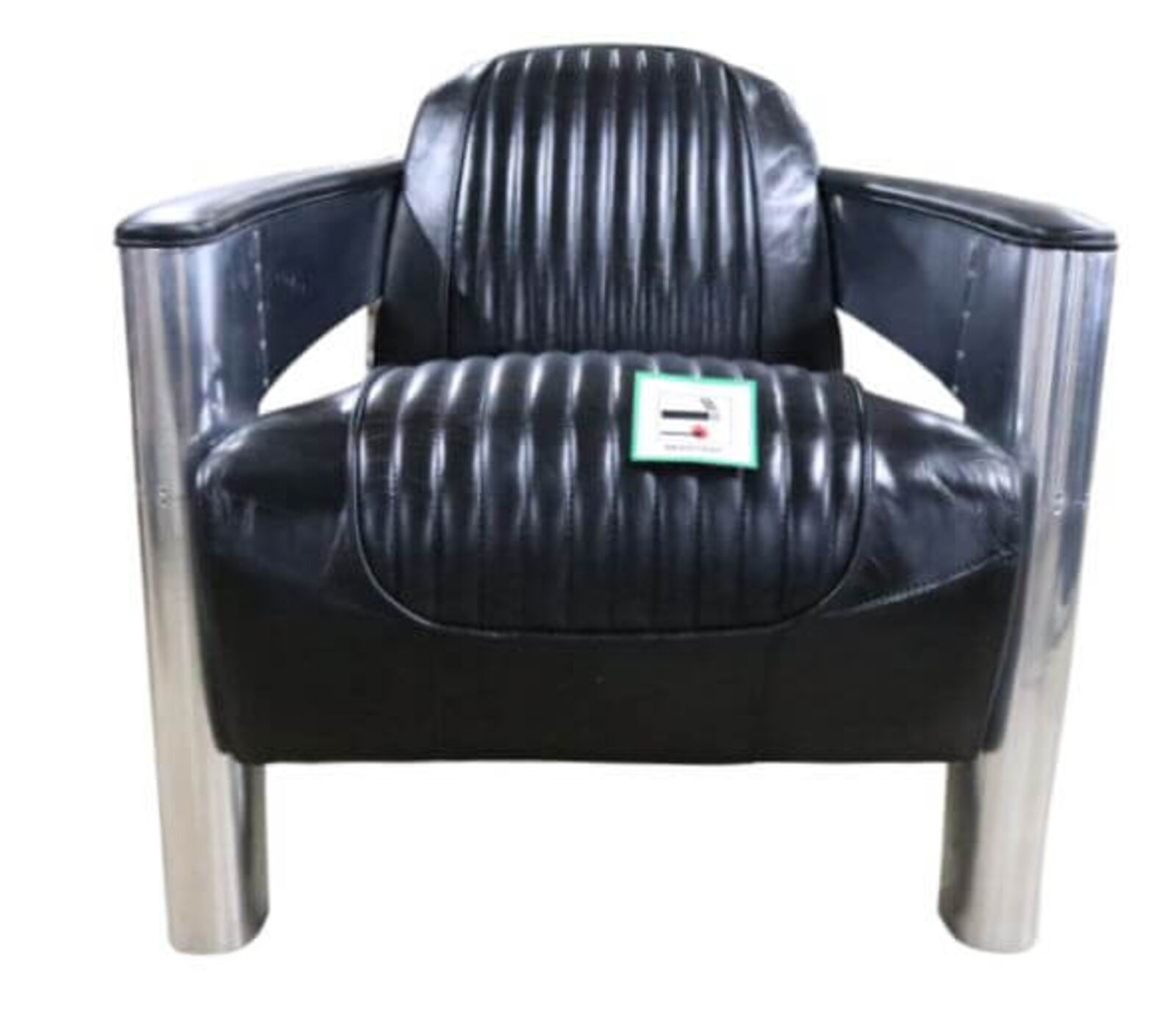 Product photograph of Aviator Mars Aluminium Vintage Black Leather Armchair from Designer Sofas 4U