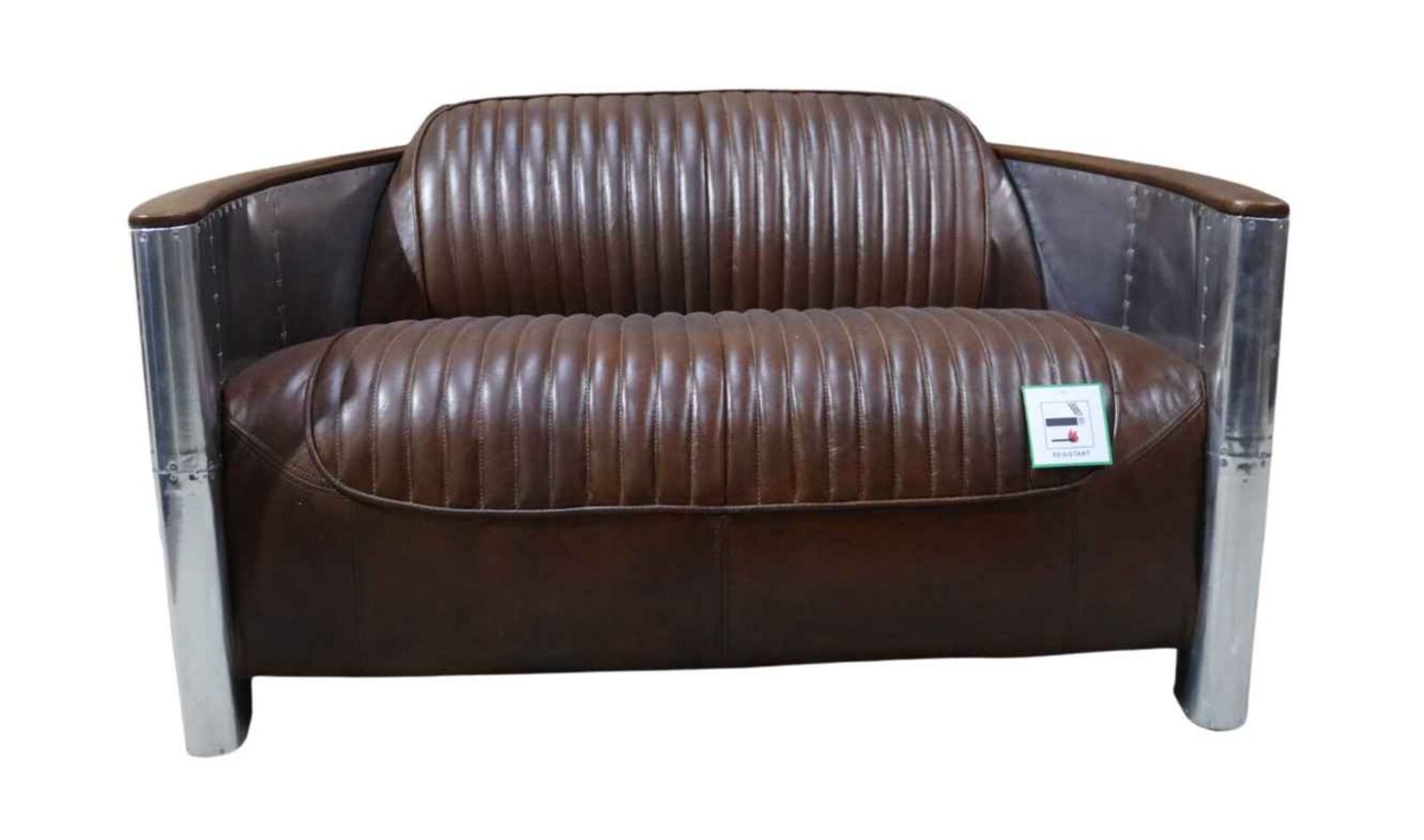 Product photograph of Aviator Pilot 2 Seater Sofa Vintage Brown Distressed Real Leather Ex Display from Designer Sofas 4U