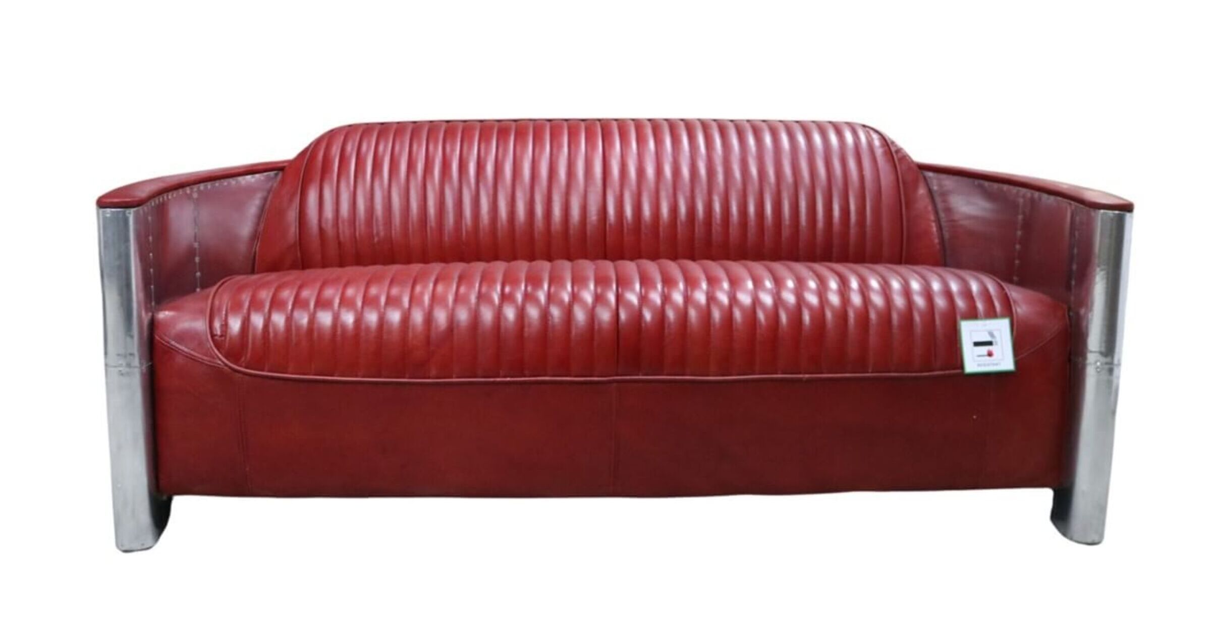 Aviator Pilot 3 Seater Sofa Vintage Rouge Red Distressed Real Leather ...