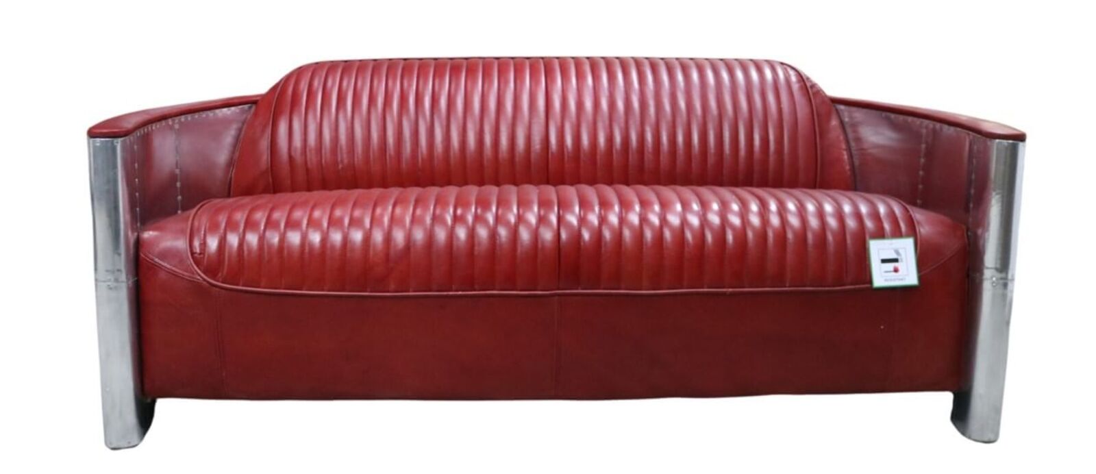 Product photograph of Aviator Pilot 3 Seater Sofa Vintage Rouge Red Distressed Real Leather from Designer Sofas 4U