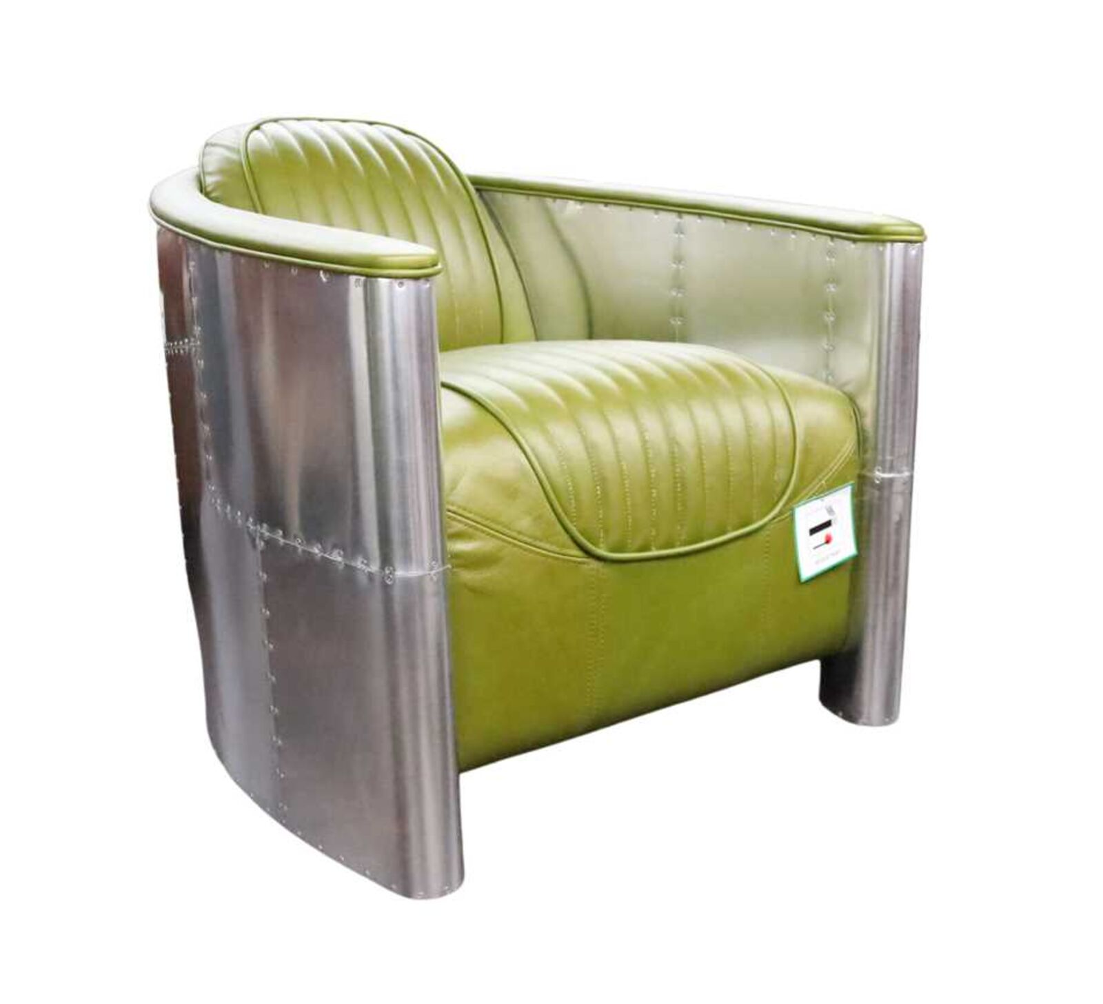 Product photograph of Aviator Pilot Vintage Nappa Olive Green Leather Chair from Designer Sofas 4U