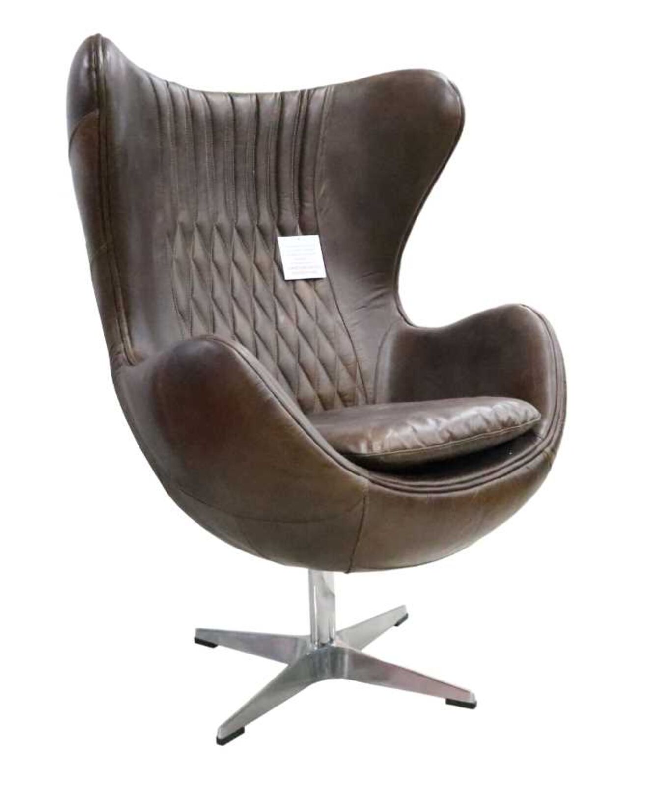 Product photograph of Aviator Retro Swivel Egg Vintage Brown Distressed Real Leather Armchair from Designer Sofas 4U