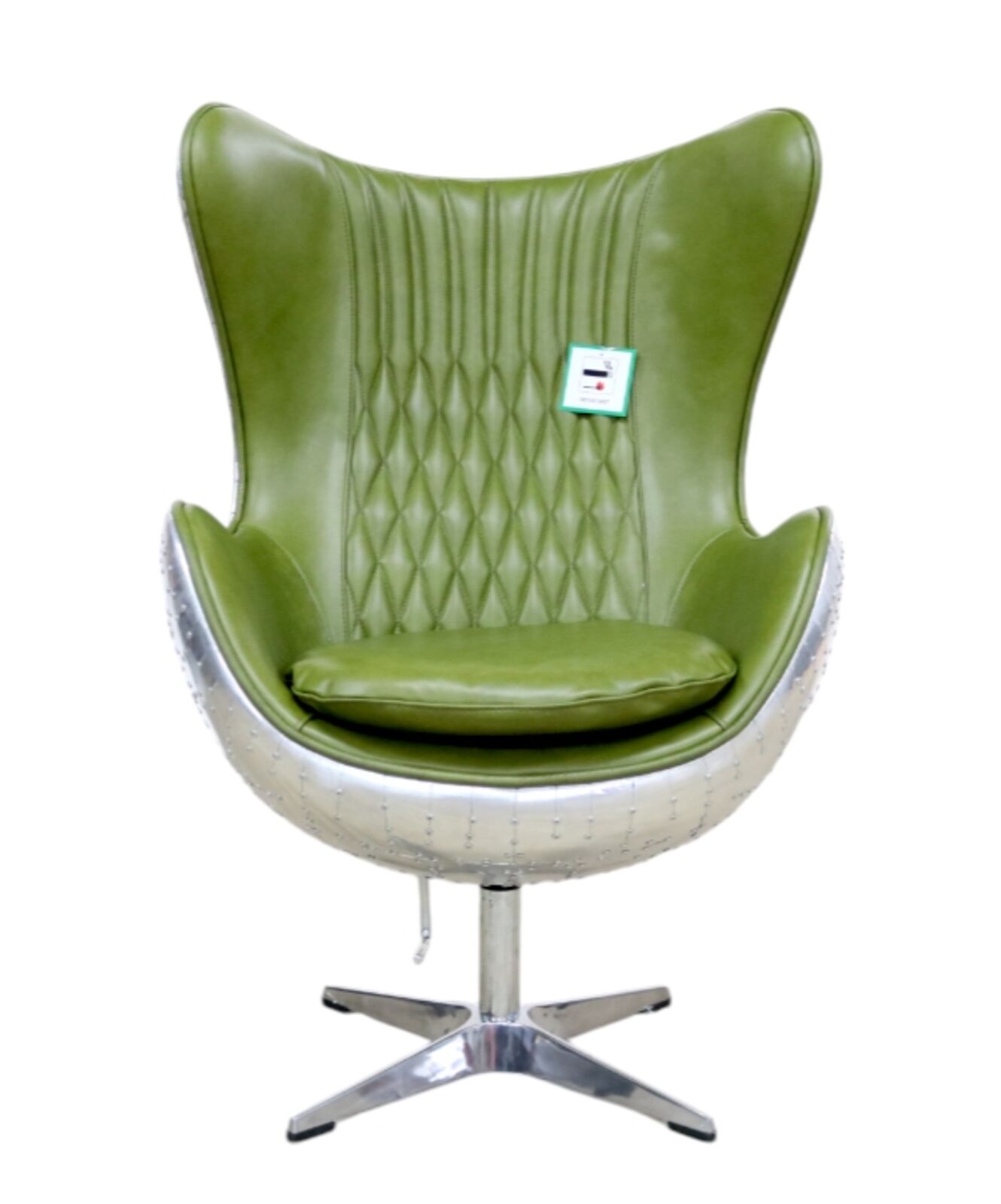 Product photograph of Aviator Swivel Egg Chair Nappa Olive Green Leather Armchair from Designer Sofas 4U