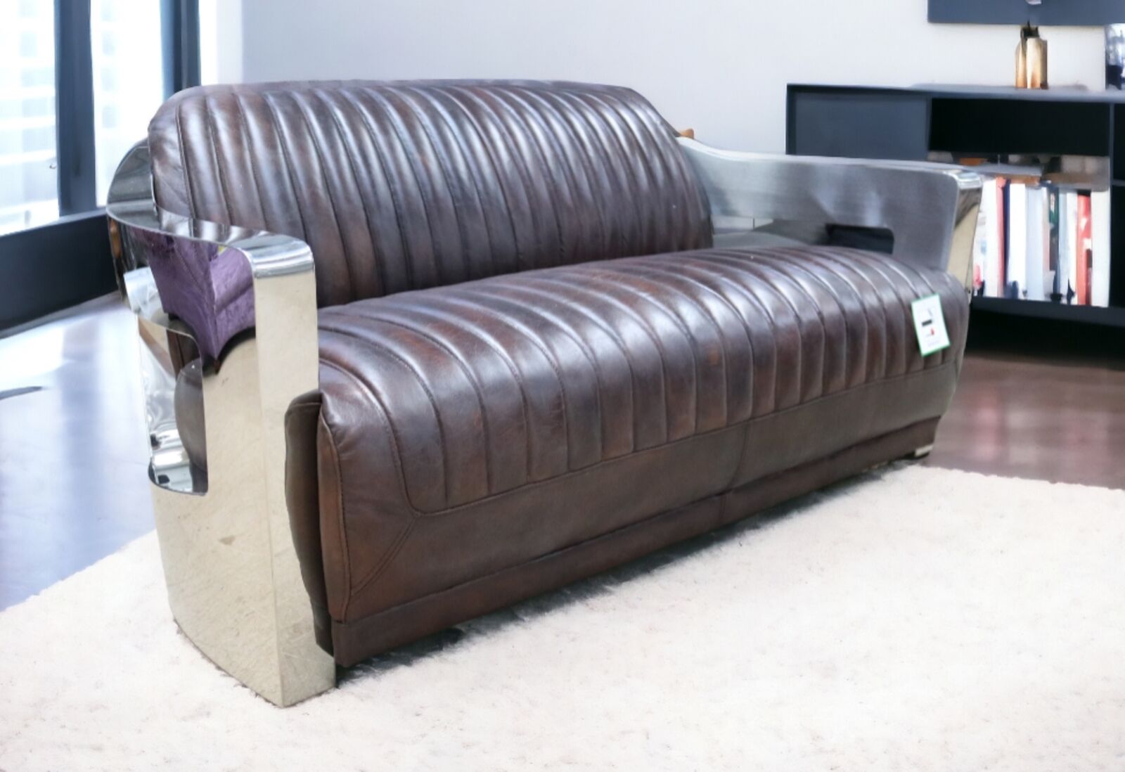 Product photograph of Aviator Vintage Retro 2 Seater Distressed Tobacco Brown Leather Sofa from Designer Sofas 4U