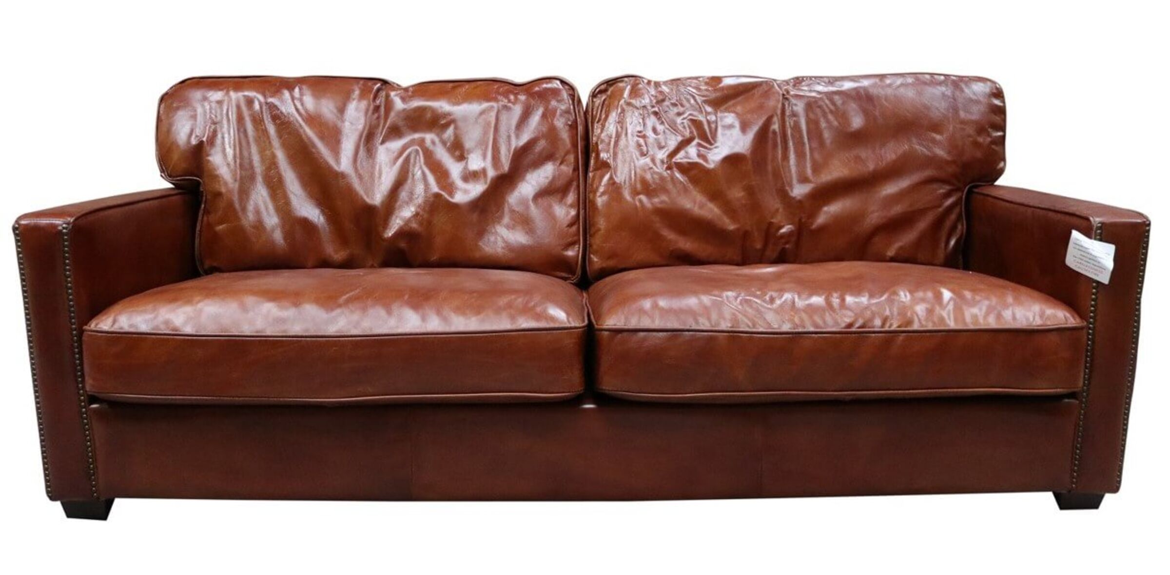 retro tan leather sofa