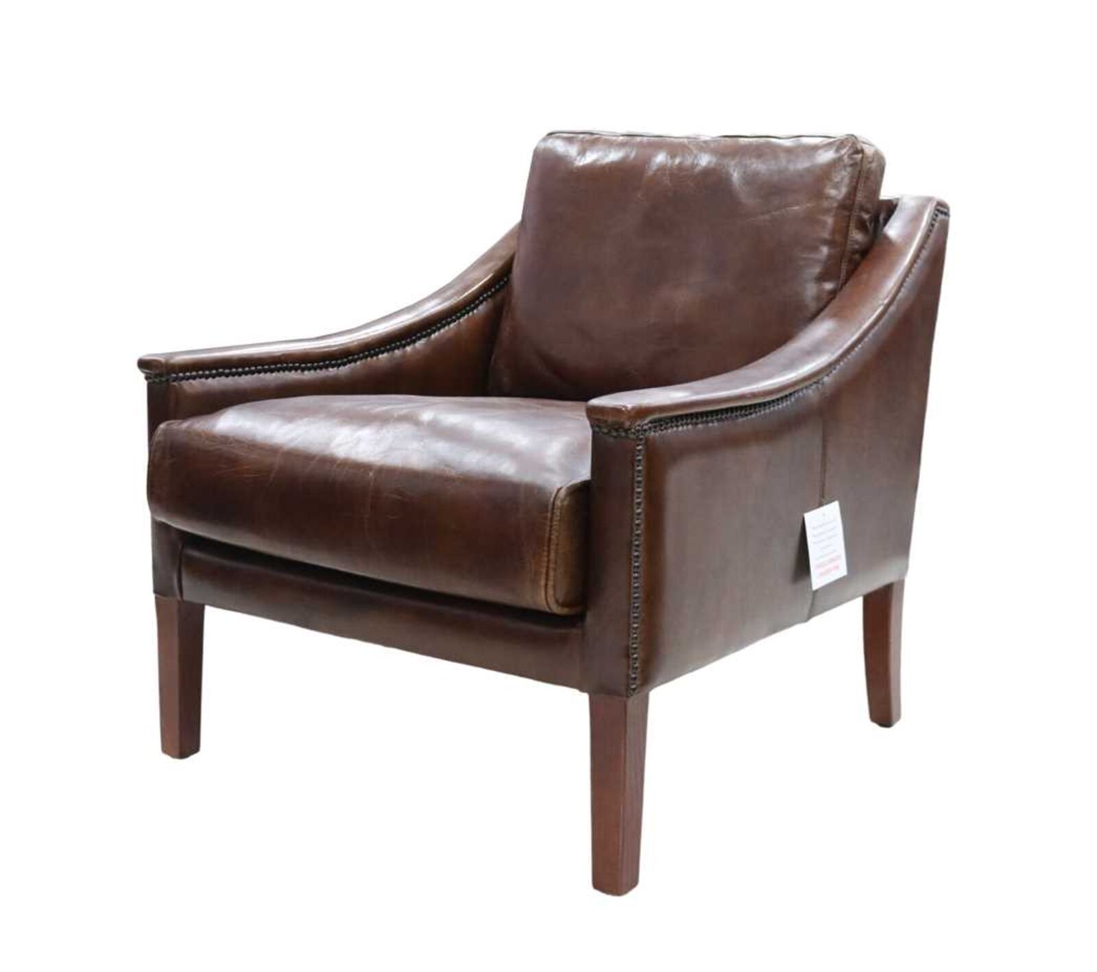 Product photograph of Belvedere Vintage Brown Distressed Leather Chair Stock from Designer Sofas 4U