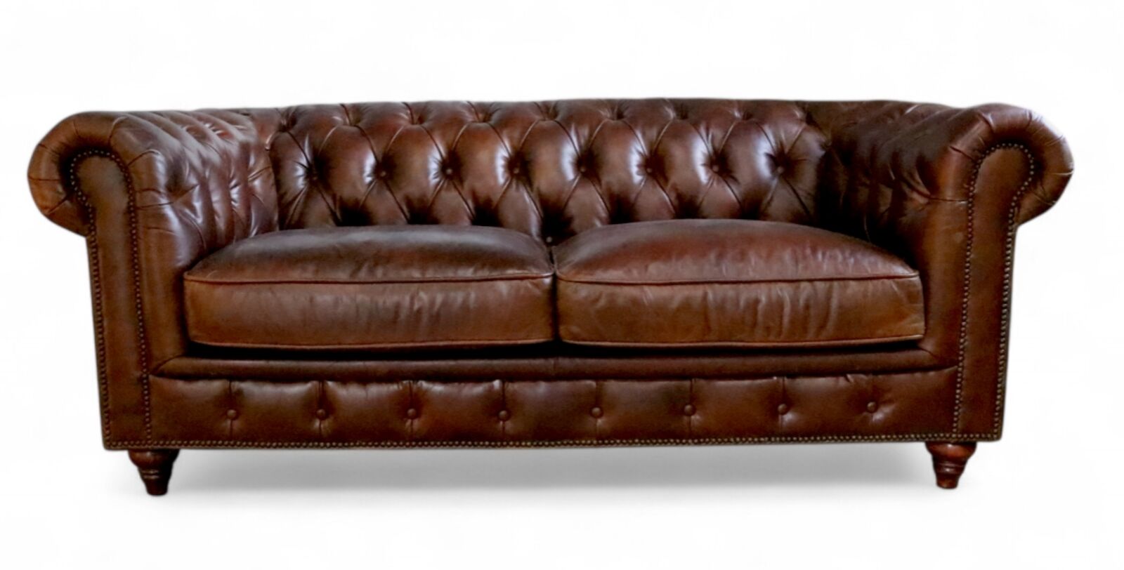 Product photograph of Berlin Chesterfield Vintage Brown Distressed Leather 2 Seater Sofa from Designer Sofas 4U