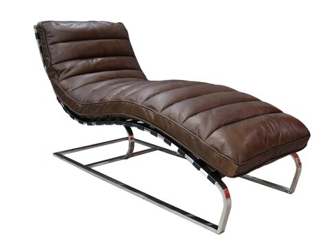 Bilbao Daybed Vintage Nappa Coffee Brown Brown  Leather Chaise Lounge