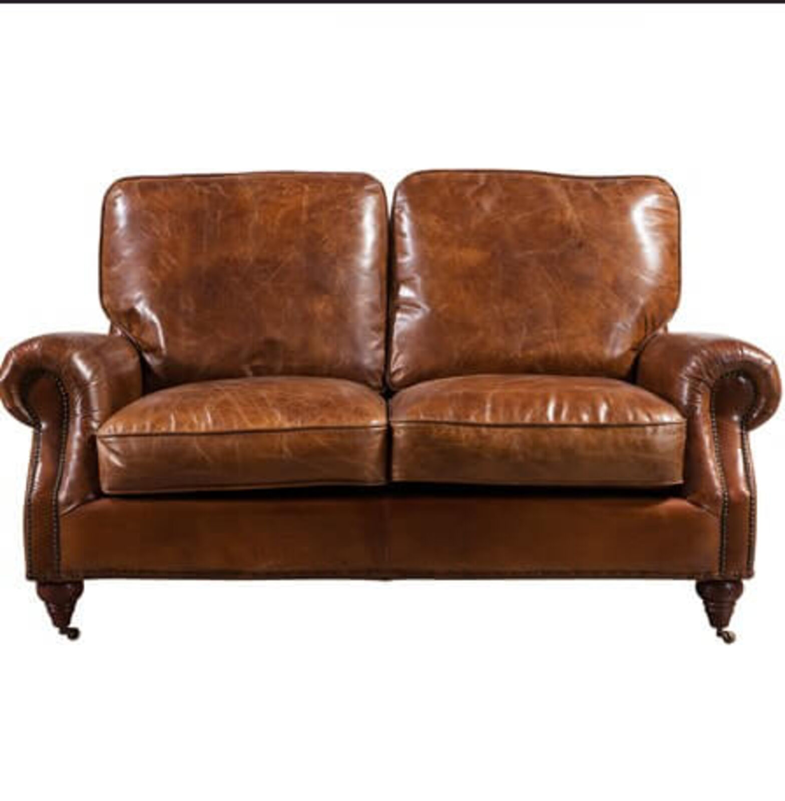 Product photograph of Brooklyn Vintage Distressed Leather 2 Seater Settee Sofa from Designer Sofas 4U