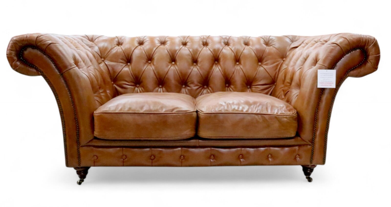 Product photograph of Chelsea Chesterfield Vintage Tan 2 Seater Distressed Leather Settee Sofa from Designer Sofas 4U