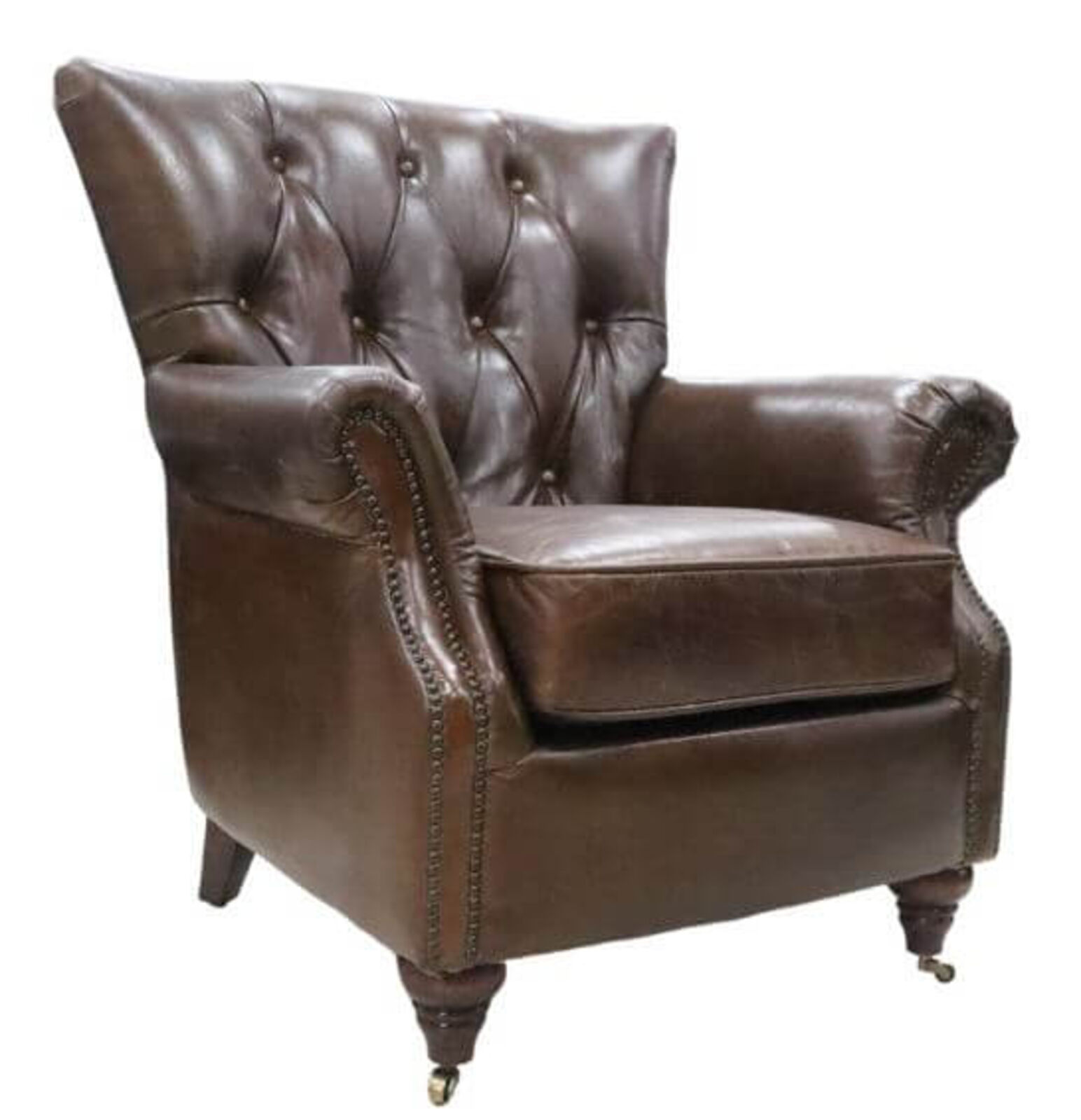 Product photograph of Chesterfield Chatsworth Vintage Brown Distressed Leather Armchair from Designer Sofas 4U