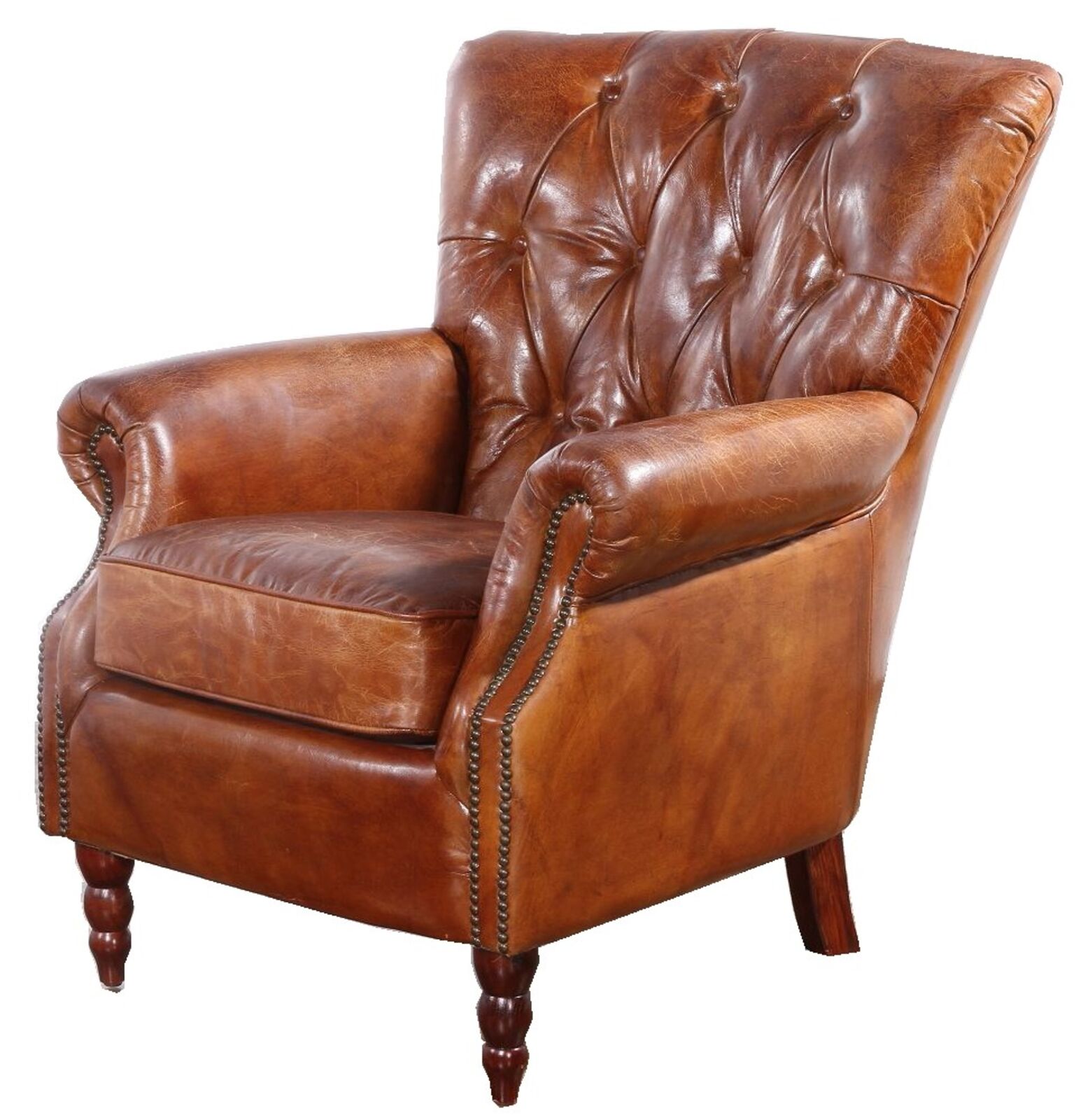 Product photograph of Chesterfield Chatsworth Vintage Distressed Leather Armchair from Designer Sofas 4U