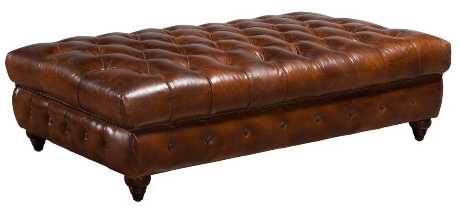 Product photograph of Chesterfield Vintage Distressed Leather Footstool Ottoman Large from Designer Sofas 4U