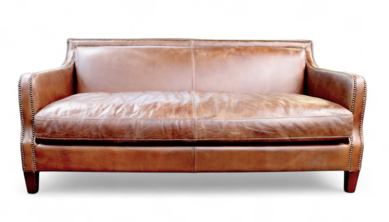 Product photograph of Chichester Vintage Brown Distressed Leather 3 Seater Stud Sofa from Designer Sofas 4U