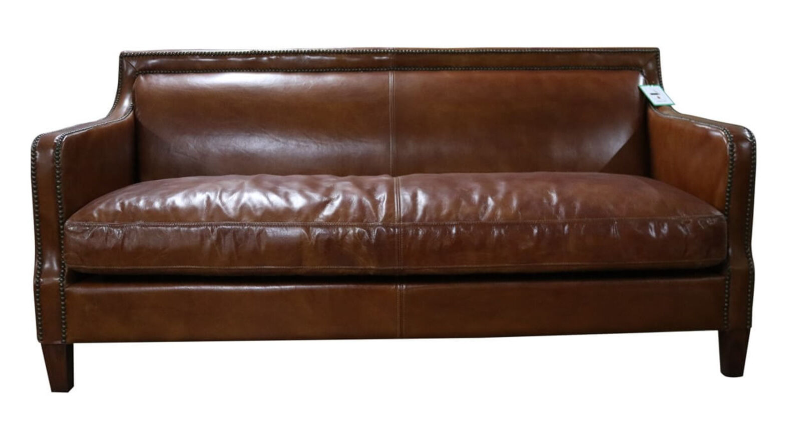 Product photograph of Chichester Vintage Tan Distressed Leather 3 Seater Stud Sofa from Designer Sofas 4U