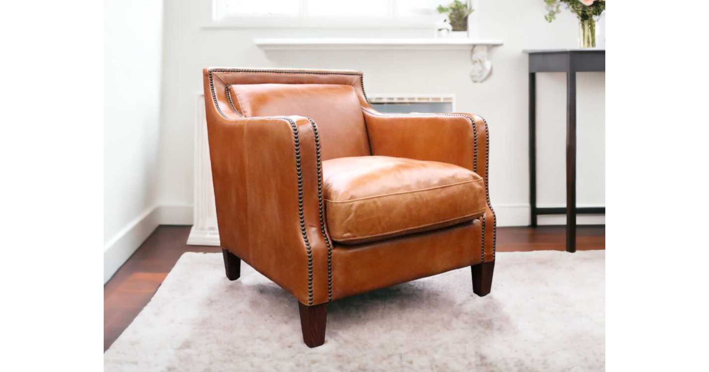 Leather armchair shop with studs