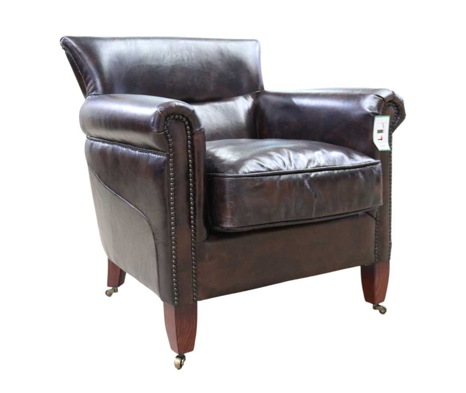 Product photograph of Classic Distressed Tobacco Brown Leather Armchair from Designer Sofas 4U